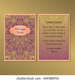 Cards or Invitations collection with Mandala round ornament Vintage decorative design elements for fabric paper print.