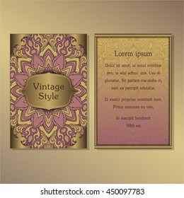 Cards or Invitations collection with Mandala round ornament Vintage decorative design elements for fabric paper print.