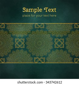 Cards or invitations with mandala pattern. Vector vintage hand-drawn highly detailed round mandala elements. Luxury lace festive ornament card. Islam, Arabic, Indian, Turkish, Ottoman, Pakistan motifs