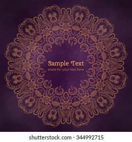 Cards or invitations with mandala pattern. Vector vintage hand-drawn highly detailed round mandala elements. Luxury lace festive ornament card. Islam, Arabic, Indian, Turkish, Ottoman, Pakistan motifs