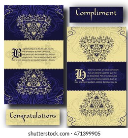 Cards  for invitations with mandala pattern. vintage highly detailed, Luxury lace festive ornament . Arabic motifs