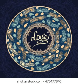 Cards or invitations with mandala pattern. vintage highly detailed Luxury lace festive ornament . Arabic motifs, stylish inscription