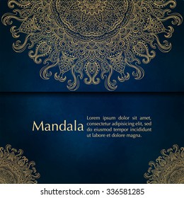 Cards or invitations with mandala pattern.Vector vintage hand-drawn highly detailed round mandala elements. Luxury lace festive ornament card. Islam, Arabic, Indian, Turkish, Ottoman, Pakistan motifs.