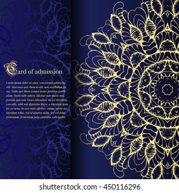 Cards or invitations with mandala pattern.Vector. vintage  highly detailed  Luxury lace festive ornament .  Arabic motifs