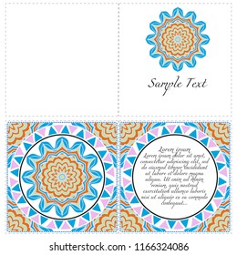 Cards or Invitations set with mandala design . The front and rear side. Vector illustration