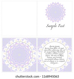 Cards or Invitations set with mandala design . The front and rear side. Vector illustration