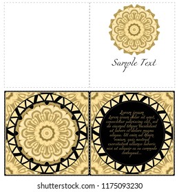 Cards or Invitations set with mandala design . The front and rear side. Vector illustration