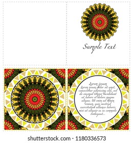 Cards or Invitations set with mandala design . The front and rear side. Vector illustration.