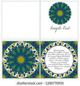 Cards or Invitations set with mandala design . The front and rear side. Vector illustration