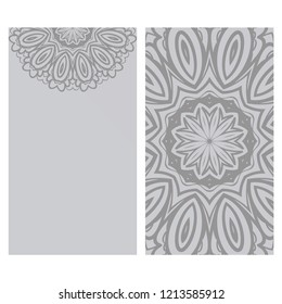 Cards or Invitations set with mandala design . The front and rear side. Vector illustration.