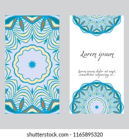 Cards or Invitations set with mandala ornament. Vector illustration. For wedding, bridal, Valentine's day, greeting card invitation