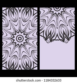 Cards or Invitations set with mandala ornament. Vector illustration. For wedding, bridal, Valentine's day, greeting card invitation