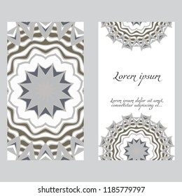 Cards or Invitations set with mandala ornament. Vector illustration. For wedding, bridal, Valentine's day, greeting card invitation