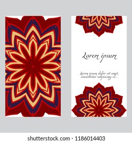 Cards or Invitations set with mandala ornament. Vector illustration. For wedding, bridal, Valentine's day, greeting card invitation