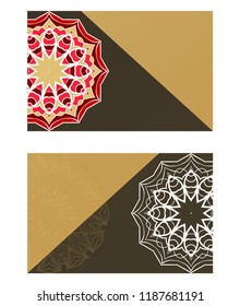 Cards or Invitations set with mandala ornament. Vector illustration. For wedding, bridal, Valentine's day, greeting card invitation