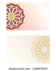 Cards or Invitations set with mandala ornament. Vector illustration. For wedding, bridal, Valentine's day, greeting card invitation