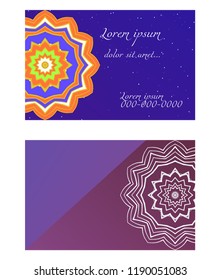 Cards or Invitations set with mandala ornament. Vector illustration. For wedding, bridal, Valentine's day, greeting card invitation