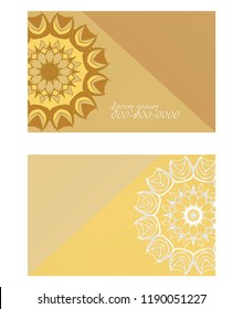 Cards or Invitations set with mandala ornament. Vector illustration. For wedding, bridal, Valentine's day, greeting card invitation