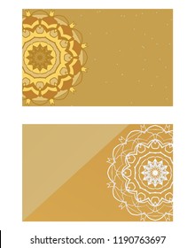 Cards or Invitations set with mandala ornament. Vector illustration. For wedding, bridal, Valentine's day, greeting card invitation