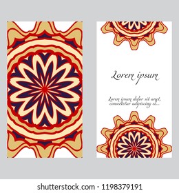 Cards or Invitations set with mandala ornament. Vector illustration. For wedding, bridal, Valentine's day, greeting card invitation