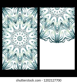 Cards or Invitations set with mandala ornament. Vector illustration. For wedding, bridal, Valentine's day, greeting card invitation