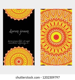 Cards or Invitations set with mandala ornament. Vector illustration. For wedding, bridal, Valentine's day, greeting card invitation