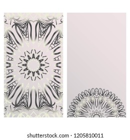 Cards or Invitations set with mandala ornament. Vector illustration. For wedding, bridal, Valentine's day, greeting card invitation