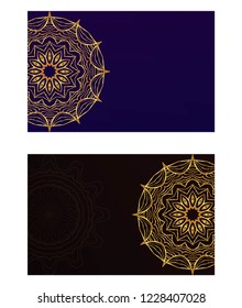 Cards or Invitations set with mandala ornament. Vector illustration. For wedding, bridal, Valentine's day, greeting card invitation