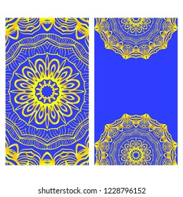 Cards or Invitations set with mandala ornament. Vector illustration. For wedding, bridal, Valentine's day, greeting card invitation