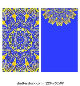 Cards or Invitations set with mandala ornament. Vector illustration. For wedding, bridal, Valentine's day, greeting card invitation