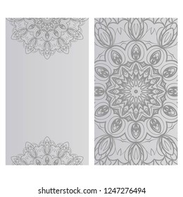 Cards or Invitations set with mandala ornament. Vector illustration. For wedding, bridal, Valentine's day, greeting card invitation