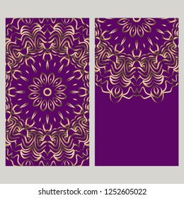 Cards or Invitations set with mandala ornament. Vector illustration. For wedding, bridal, Valentine's day, greeting card invitation