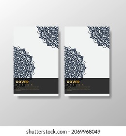Cards or Invitations set with tribal ethnic mandala ornament, doodle floral geometric pattern for wedding, bridal, Valentine's day, greeting card or birthday invitation. Decorative colorful background