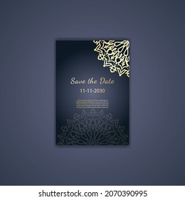 Cards or Invitations set with tribal ethnic mandala ornament, doodle floral geometric pattern for wedding, bridal, Valentine's day, greeting card or birthday invitation. Decorative colorful background