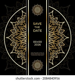Cards or Invitations set with tribal ethnic mandala ornament, doodle floral geometric pattern for wedding, bridal, Valentine's day, greeting card or birthday invitation. Decorative colorful background