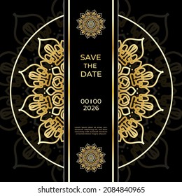 Cards or Invitations set with tribal ethnic mandala ornament, doodle floral geometric pattern for wedding, bridal, Valentine's day, greeting card or birthday invitation. Decorative colorful background