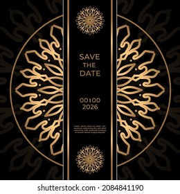 Cards or Invitations set with tribal ethnic mandala ornament, doodle floral geometric pattern for wedding, bridal, Valentine's day, greeting card or birthday invitation. Decorative colorful background
