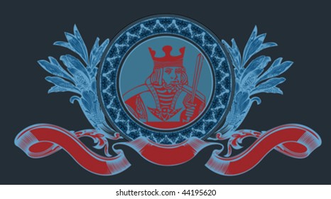 Cartas King Firman con pancarta. Ilustración vectorial.