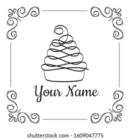 cards and logo with cake