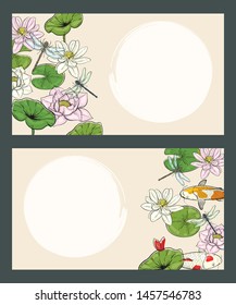 Cards with lotuses and carps