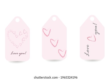 Cards "Love you" with hearts. Cards of Valentine's Day