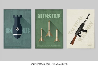 Cards Military Equipment Cards Army Template Stock Vector (Royalty Free