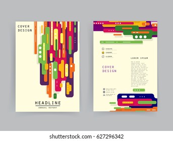 Cards in modern abstract style with composition made of rounded shapes in color. Vector illustration.