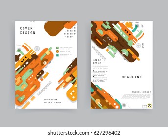 Cards in modern abstract style with composition made of rounded shapes in color. Vector illustration.