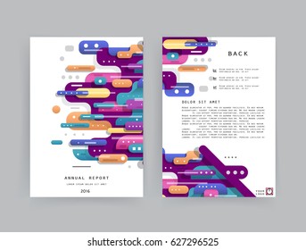 Cards in modern abstract style with composition made of rounded shapes in color. Vector illustration.