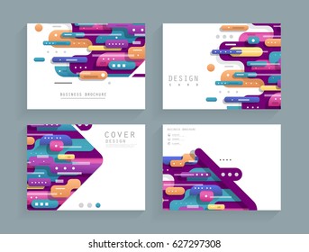 Cards in modern abstract style with composition made of rounded shapes in color. Vector illustration.