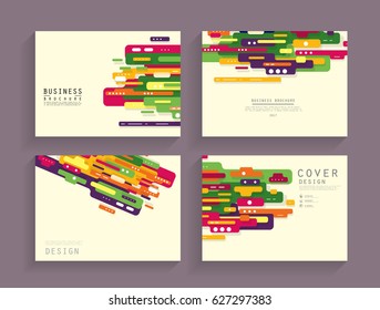 Cards in modern abstract style with composition made of rounded shapes in color. Vector illustration.