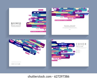 Cards in modern abstract style with composition made of rounded shapes in color. Vector illustration.