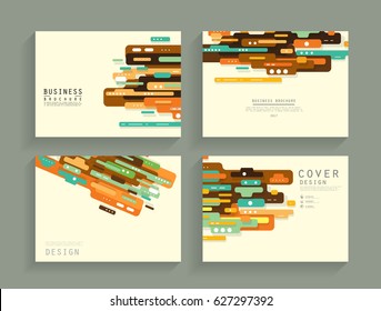 Cards in modern abstract style with composition made of rounded shapes in color. Vector illustration.