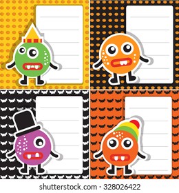 cards with monsters Halloween background.